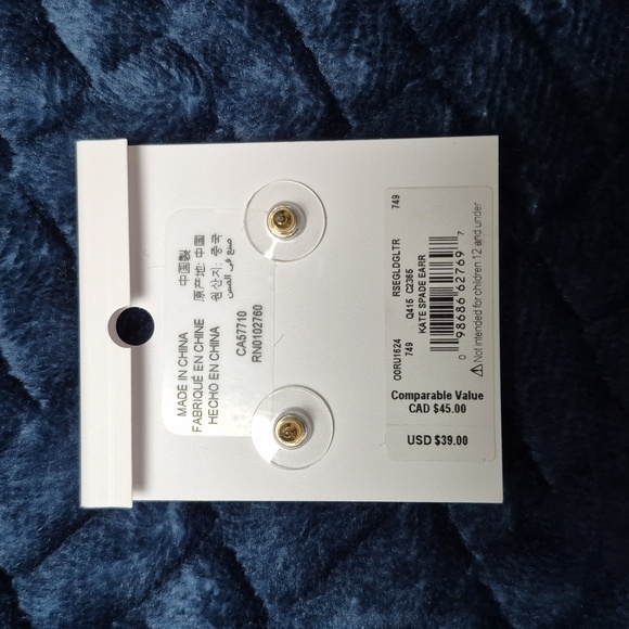 Kate Spade Rose Gold Glitter Gumdrop Stud Earrings, New With Tags - Picture 2 of 4